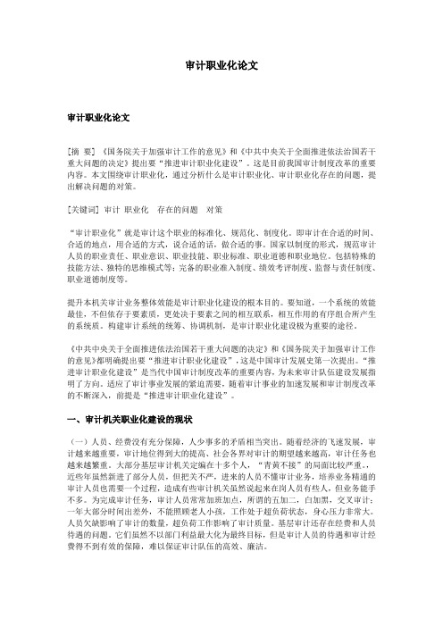 审计职业化论文