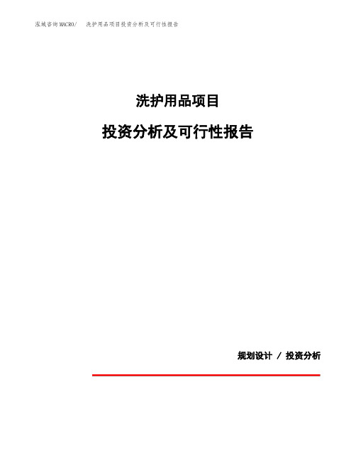 洗护用品项目投资分析及可行性报告