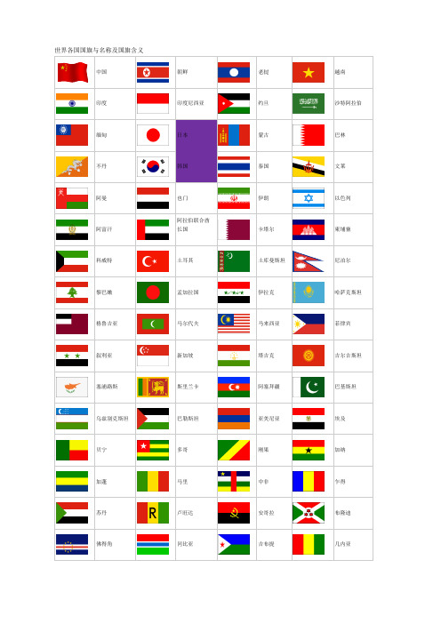 世界各国国旗与名称及国旗含义