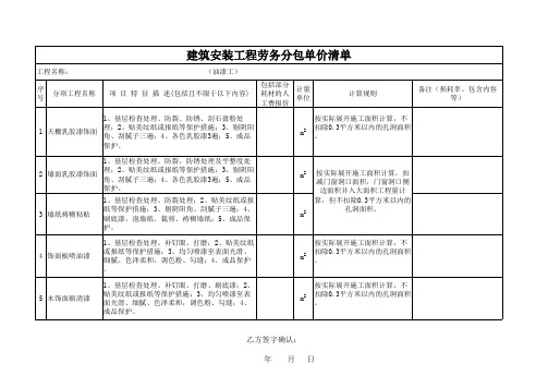 报价清单(油漆工)
