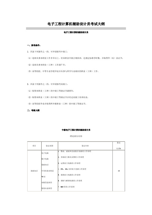 电子工程计算机辅助设计员考试大纲