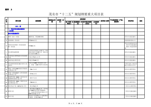 《规划纲要》重大项目完成情况分析表03