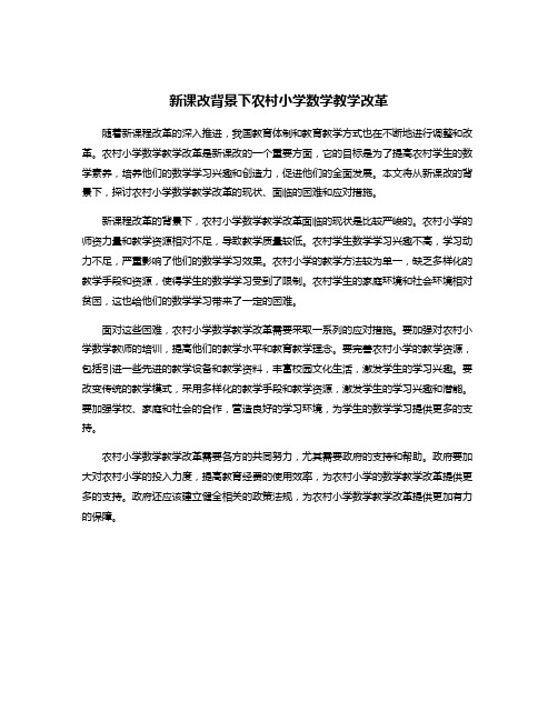 新课改背景下农村小学数学教学改革