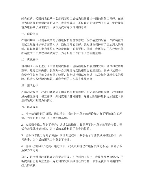 继保转正培训总结范文