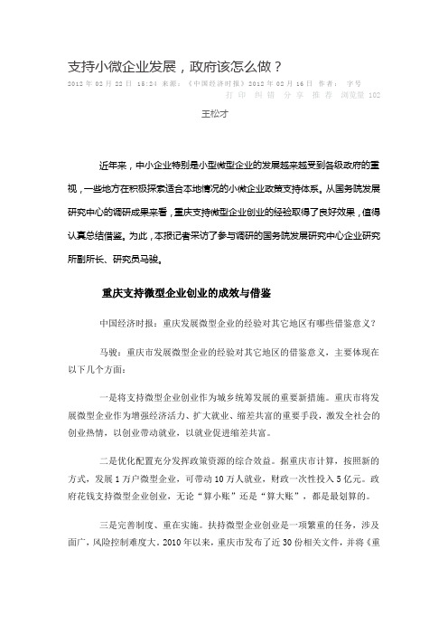 支持小微企业发展政府该怎么做