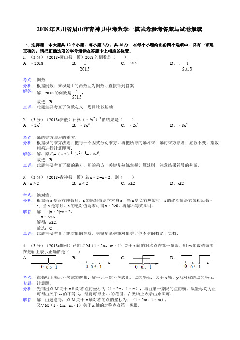 四川省眉山市青神县中考数学一模试卷参考答案与试题解析