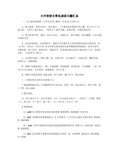 小升初语文常见成语习题汇总