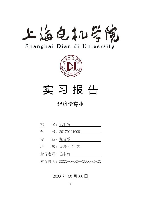上海电机学院经济学专业实习报告范文模板