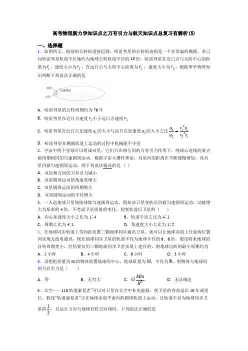 高考物理新力学知识点之万有引力与航天知识点总复习有解析(5)