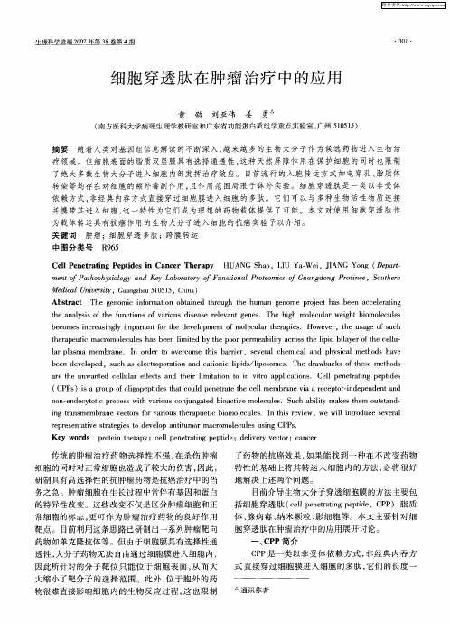 细胞穿透肽在肿瘤治疗中的应用
