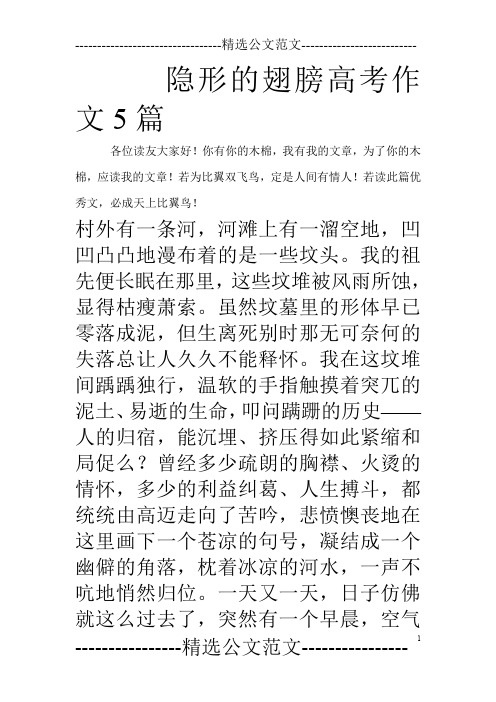 隐形的翅膀高考作文5篇