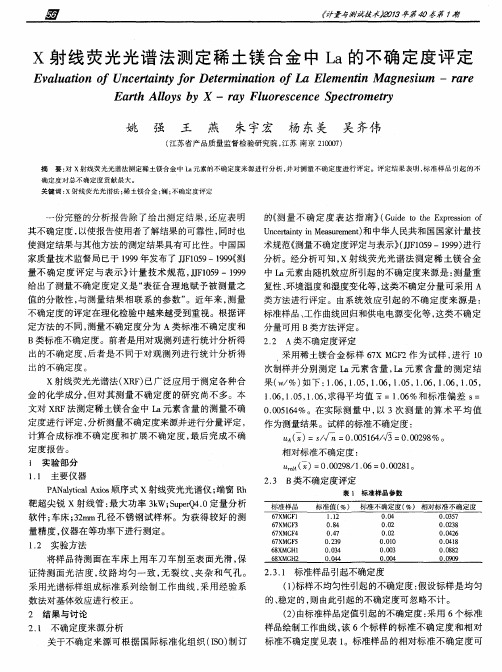 X射线荧光光谱法测定稀土镁合金中La的不确定度评定