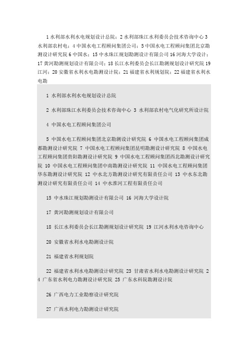 国内水利类设计院排名
