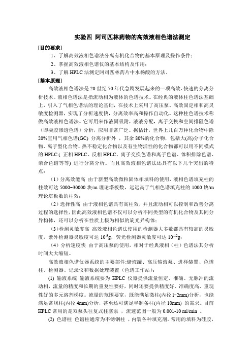 阿司匹林药物的高效液相色谱法测定