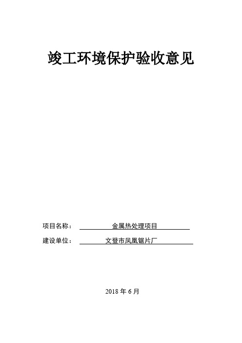 竣工环境保护验收意见