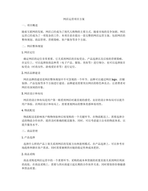网店运营项目方案