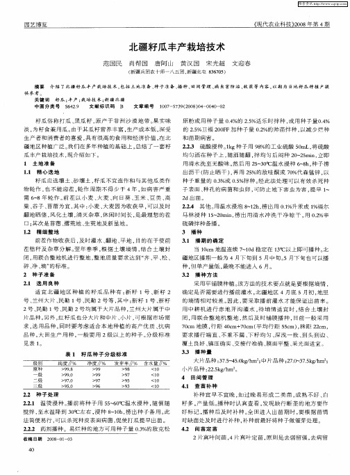 北疆籽瓜丰产栽培技术