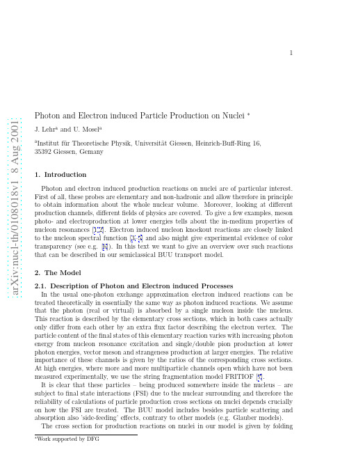 Photon and Electron induced Particle Production on Nuclei