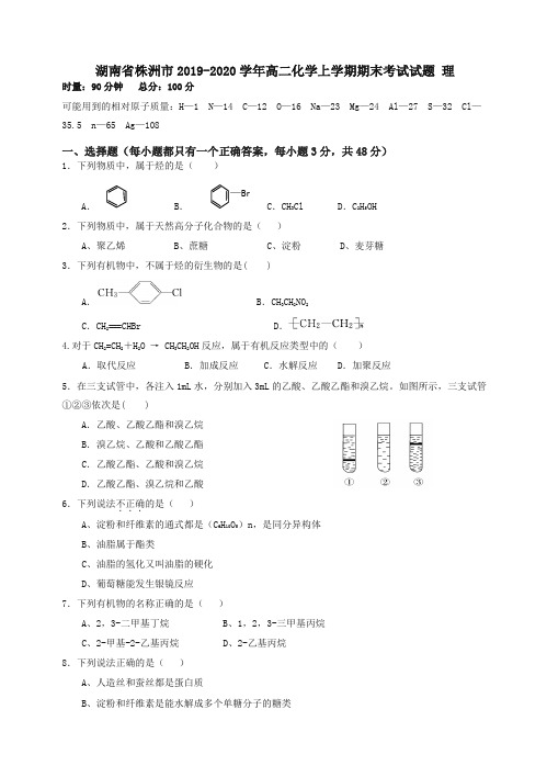 湖南省株洲市高二化学上学期期末考试试题(理)(有答案)【精编】.doc