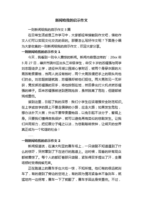 一则新闻给我的启示作文3篇