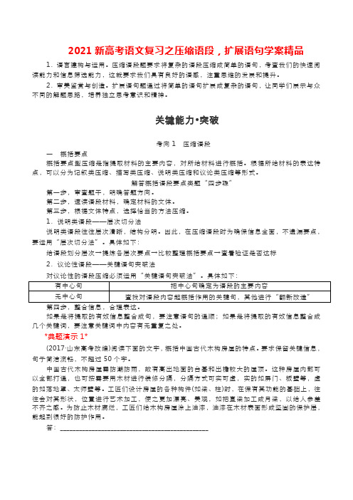 2021新高考语文复习之压缩语段,扩展语句学案精品