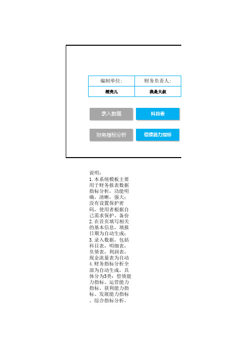 最新Excel表格模板：EXCEL2018年最新强大专业-财务报表数据指标分析模板excel模板