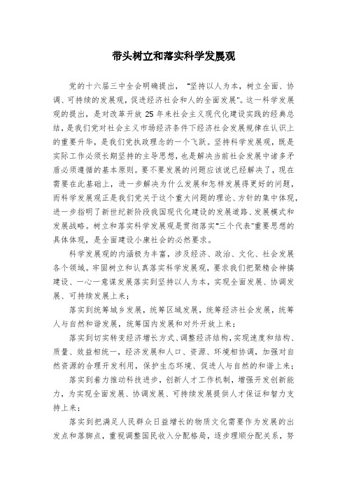 带头树立和落实科学发展观