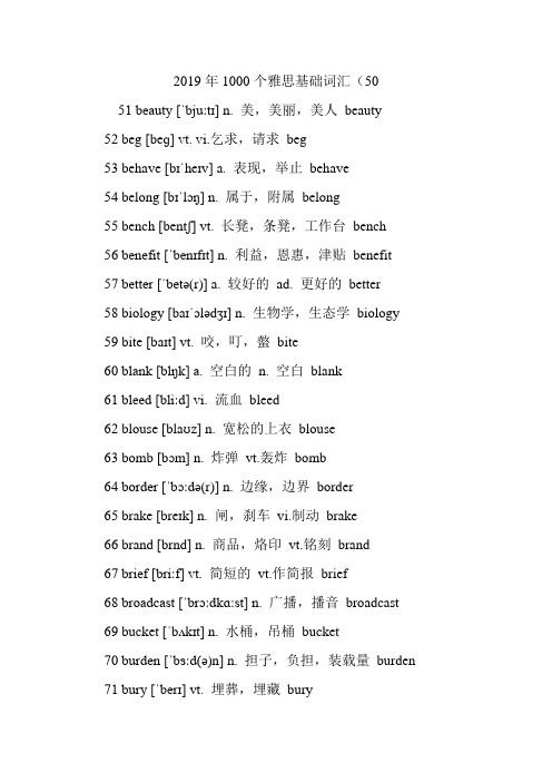 2019年1000个雅思基础词汇(50.doc