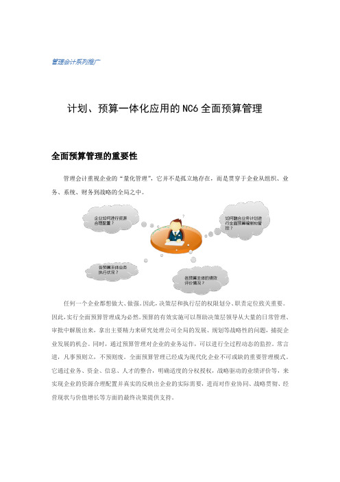 计划、预算一体化应用的NC6全面预算管理