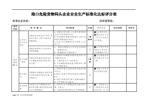 港口危险货物码头企业安全生产标准化达标评分表