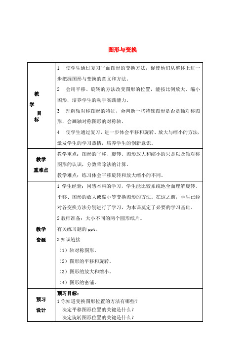 六年级数学下册 图形与变换(2)复习教案 苏教版