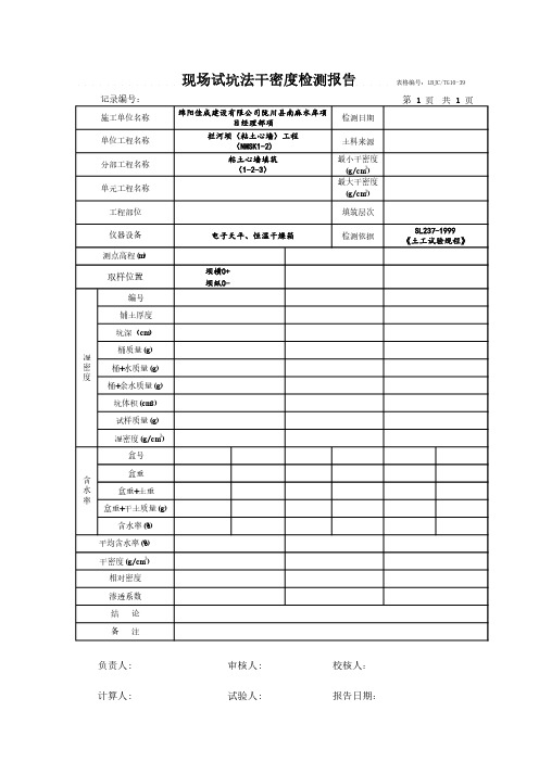 现场干密度检测报告