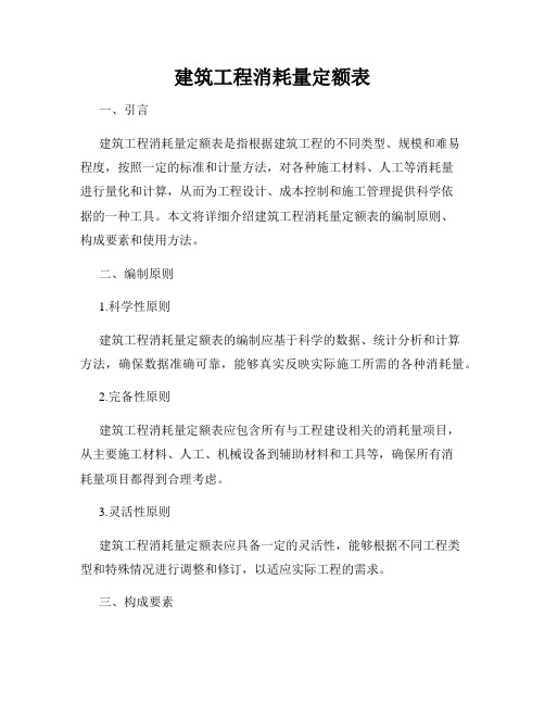 建筑工程消耗量定额表