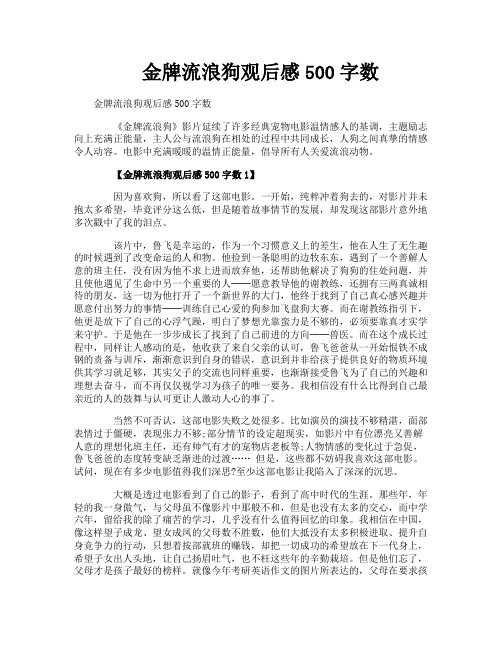 金牌流浪狗观后感500字数