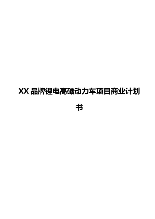 XX品牌锂电高磁动力车生产经营项目商业计划书【定案版】