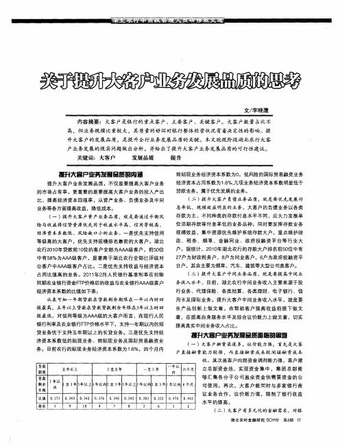 关于提升大客户业务发展品质的思考