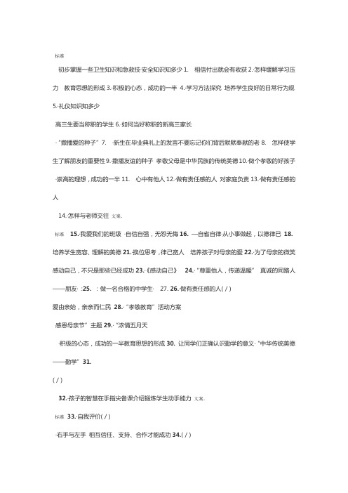 初中主题班会题目
