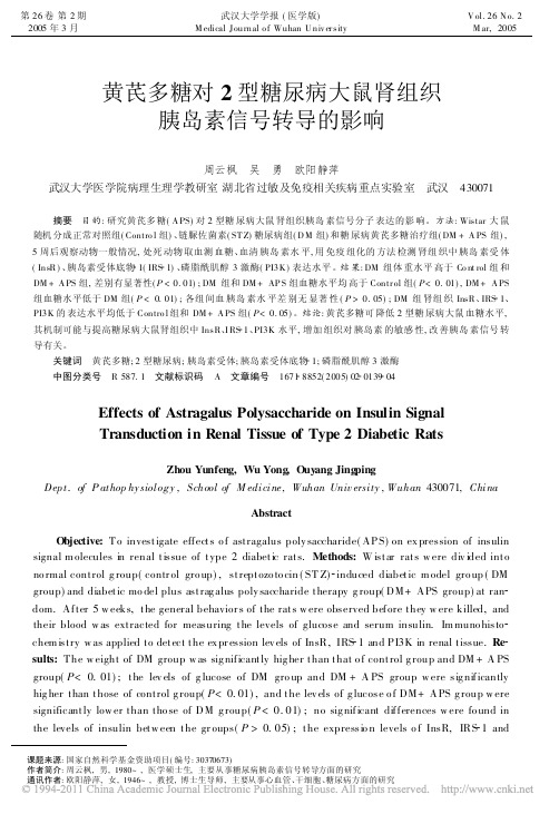 黄芪多糖对2型糖尿病大鼠肾组织胰岛素信号转导的影响