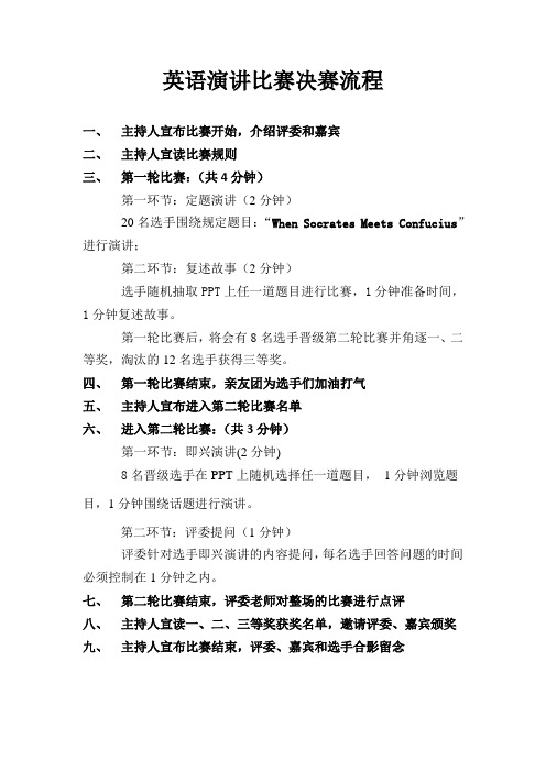 英语演讲比赛决赛流程