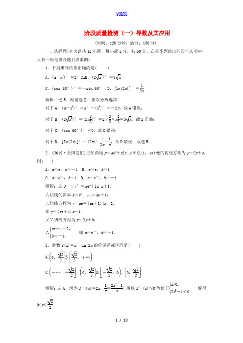 高中数学 阶段质量检测(一)导数及其应用 苏教版选修2-2-苏教版高二选修2-2数学试题