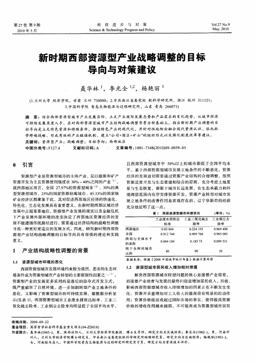 新时期西部资源型产业战略调整的目标导向与对策建议