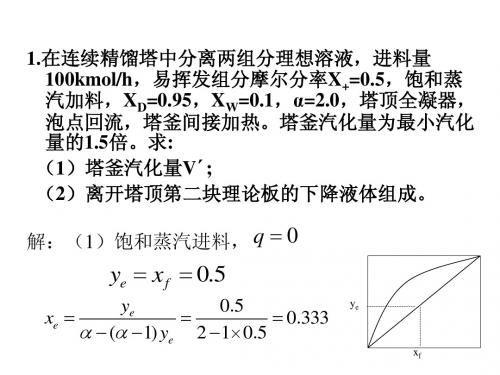 南京工业大学2009化工原理答疑计算举例