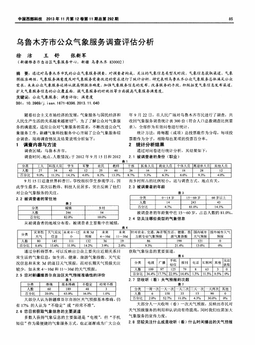 乌鲁木齐市公众气象服务调查评估分析