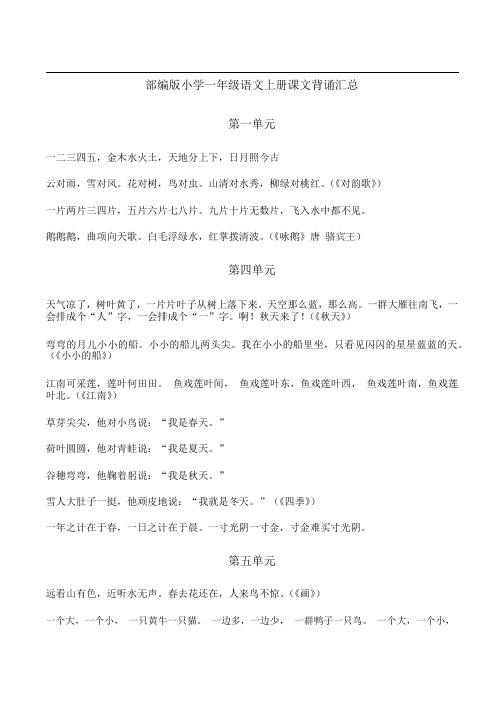 部编版一上语文全册必背汇总,拼音拼读汇总,组词汇总,反义词,写字表汇总(25页)