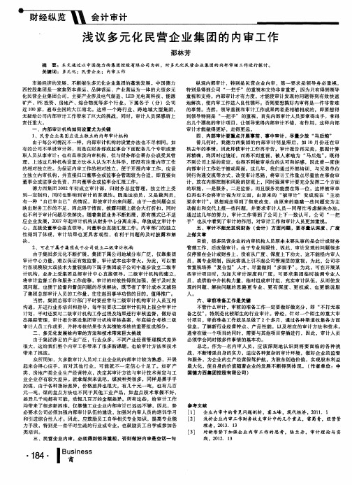 浅议多元化民营企业集团的内审工作
