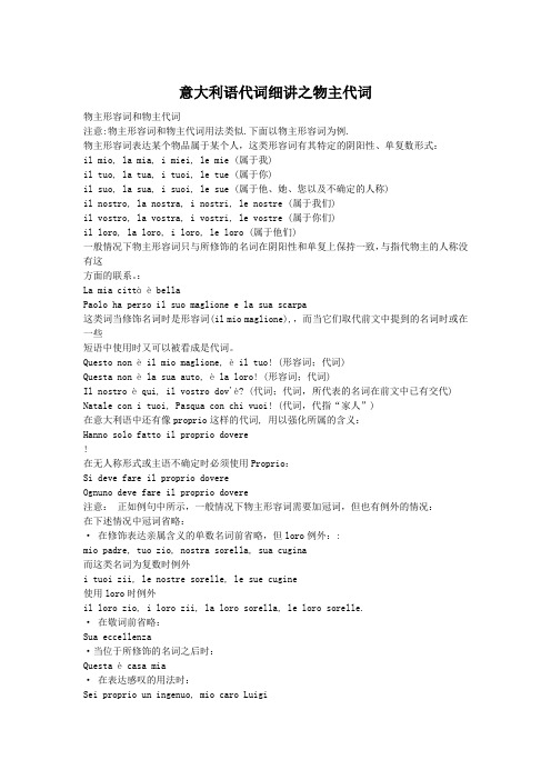 意大利语代词细讲之物主代词