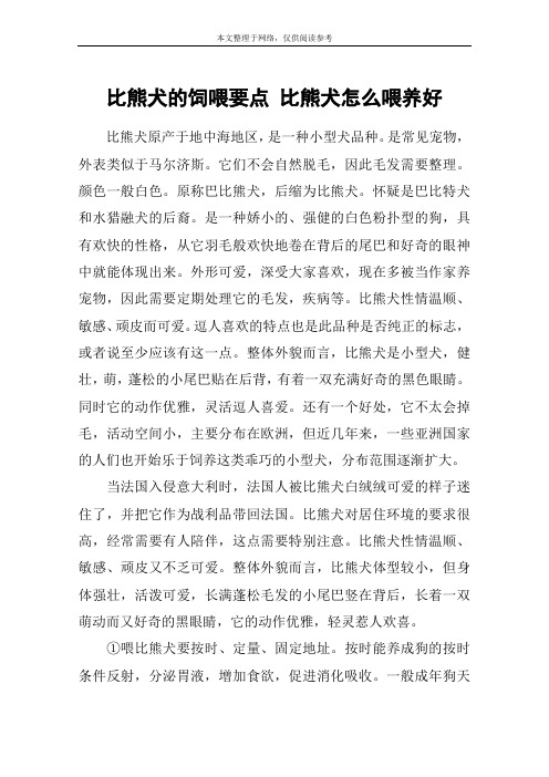 比熊犬的饲喂要点 比熊犬怎么喂养好