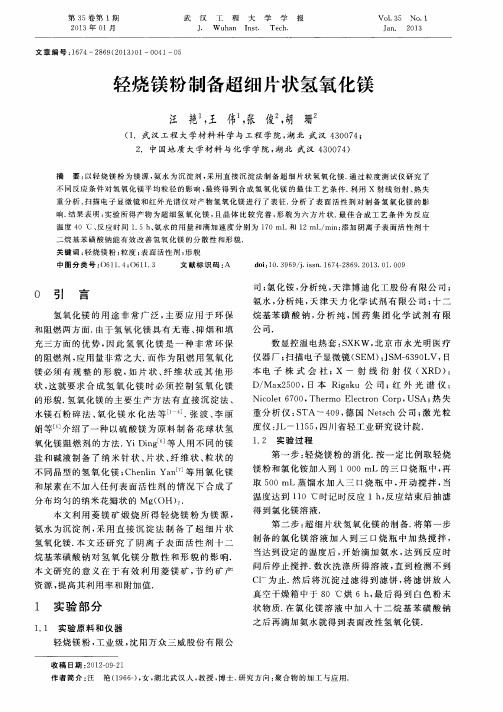 轻烧镁粉制备超细片状氢氧化镁