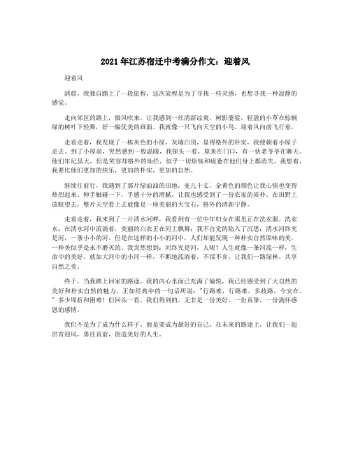 2021年江苏宿迁中考满分作文：迎着风