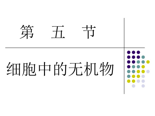 生物必修一 第二章第五节 水和无机盐